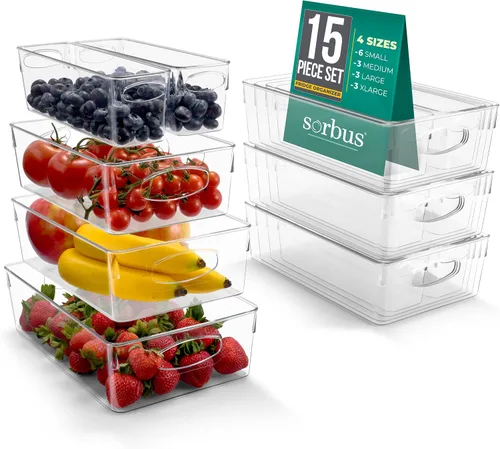 Miniatura 8 de Sorbus Juego de 10 Contenedores de Plástico Transparente Medianos – Contenedores Transparentes para Organizar, Organizadores de Refrigerador