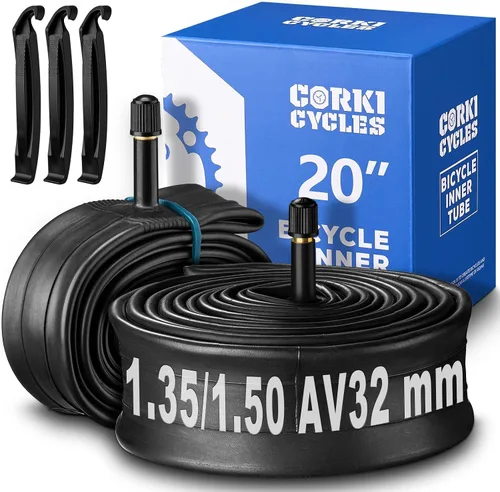 Corki Cycles - Tubos de bicicleta de 20 pulgadas, goma butílica, paquete de 2 unidades para 1.35 1.5 1.75 1.95 2.0 2.1 2.125 2.25 2.3 2.35 2.4 3.5