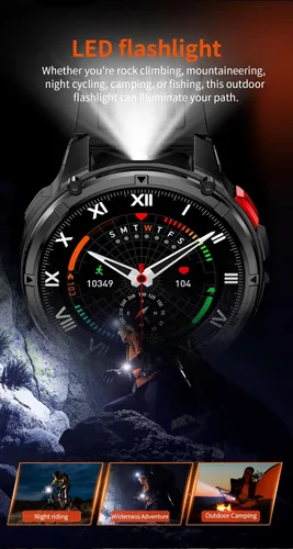 Miniatura 6 de Relojes inteligentes múltiples modos deportivos para hombres con linterna, reloj inteligente para Android y iPhone, pantalla táctil HD de 1.7 Negro
