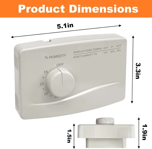 Miniatura 2 de Higrostato de control de humidificador montado en la pared 4655, Higrostato manual digital, Compatible con humidificador para toda la casa