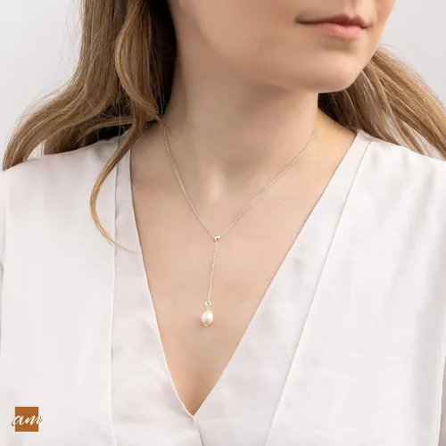 Miniatura 2 de Amberta Collar de perlas de agua dulce de plata de ley 925 para mujer