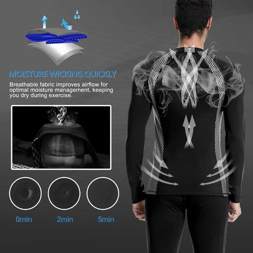 Miniatura 9 de MEETWEE Paquete de 4/5 camisas de compresión térmica para hombre, manga larga, forro polar, capa base, equipo de entrenamiento de invierno