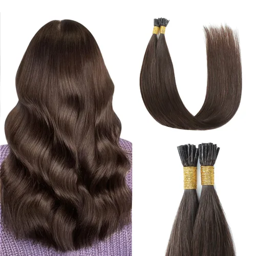 Miniatura 25 de Sunya Extensiones de cabello humano con punta en I Tip, 1.76 oz, 50 mechones por paquete, extensiones de cabello con queratina previamente unidas