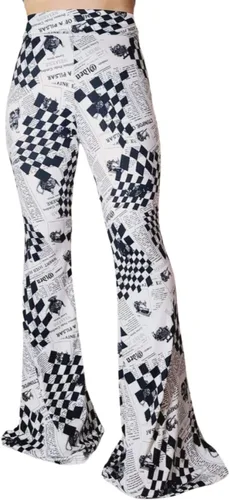 Miniatura 103 de ShopMyTrend - Pantalones de yoga largos con piernas anchas y acampanadas estilo palazzo, con cintura alta, para mujer