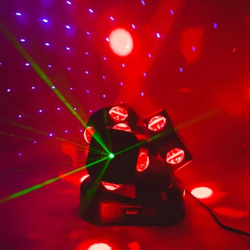 Miniatura 11 de Luz de cabeza móvil para DJ con haz giratorio, luz de escenario, activada por sonido, DMX512, perfecta para DJ, KTV, discoteca, fiesta, boda