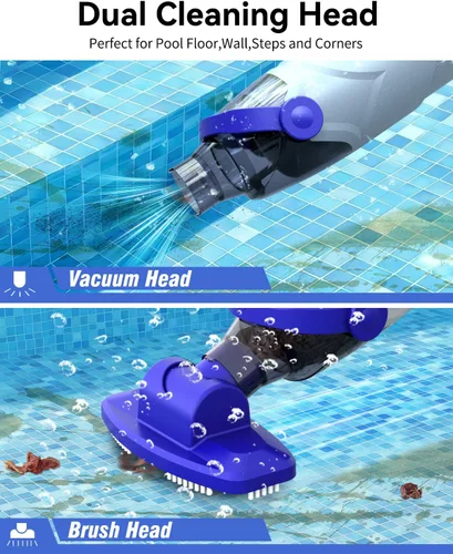 Miniatura 3 de Aspiradora de piscina para piscina sobre el suelo, aspiradora de piscina de mano inalámbrica con succión de 18 GPM, tiempo de funcionamiento de 60