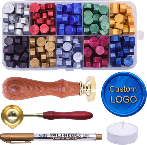 Miniatura 7 de SWANGSA Kit de sellos de cera personalizados de 4 piezas, sello de cera de sellado personalizado con imagen/logotipo personalizado