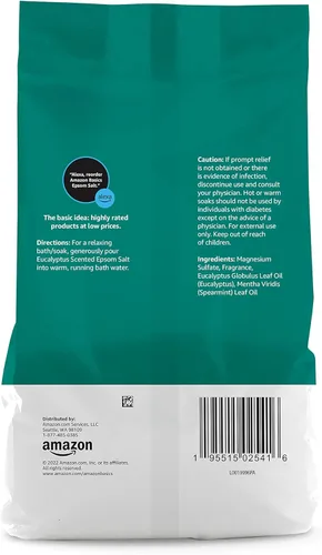 Miniatura 3 de Amazon Basics Ayuda para remojar sal de Epsom, aroma a eucalipto, 3 libras