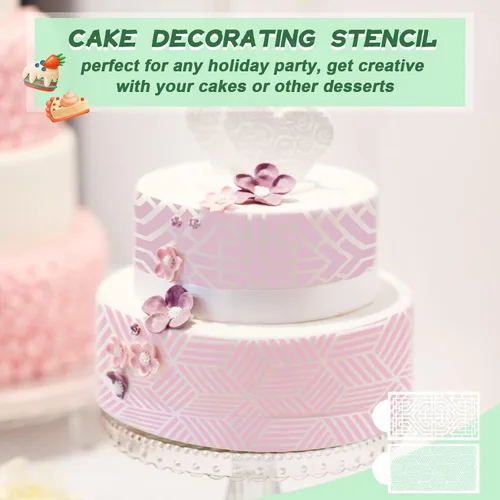 Miniatura 5 de 20 plantillas de decoración de pasteles, plantillas de decoración de pasteles de encaje hueco, plantillas florales para pasteles de boda, plantillas