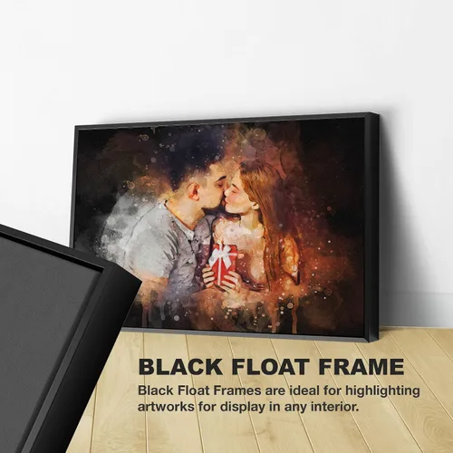 Miniatura 4 de Retrato personalizado de pareja de fotos en acuarela con fondo oscuro sobre lienzo, despedida de soltera y regalo memorable para marido o novio