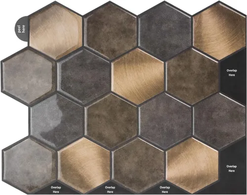 Miniatura 14 de Protector contra salpicaduras para cocina, protector contra salpicaduras hexagonales de alta calidad, azulejos sin costuras para baño