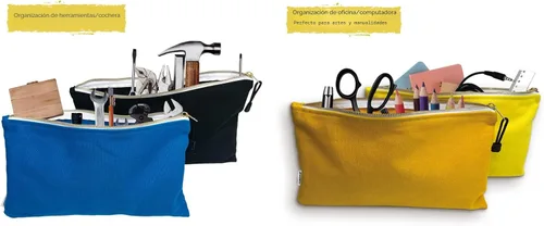 Miniatura 5 de Bolsa de herramientas de lona con cremallera, paquete de 6 bolsas de herramientas resistentes, bolsas de almacenamiento multiusos con cremalleras