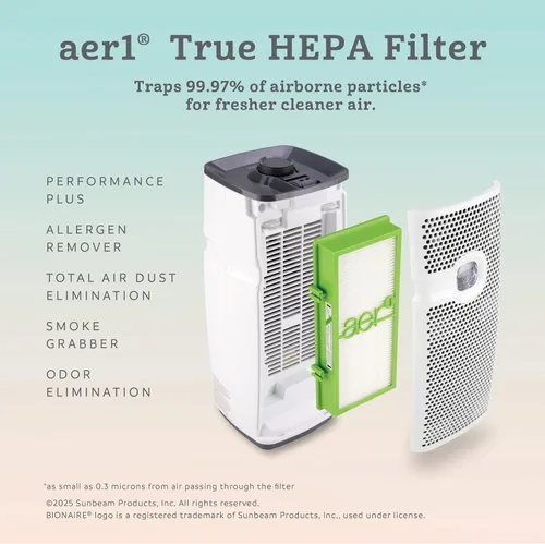 Miniatura 2 de Bionaire oficial - Filtro de aire de repuesto AER1 True HEPA para eliminar alérgenos, captura polvo, polen, humo y caspa de mascotas, compatible