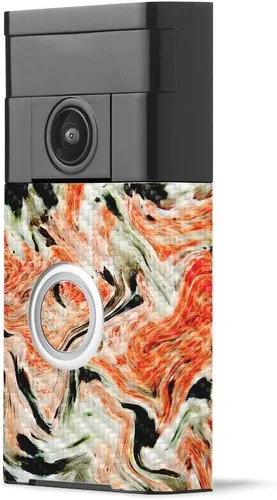 Miniatura 5 de MightySkins - Piel de fibra de carbono para timbre de video con anillo – Madera abstracta Acabado de fibra de carbono texturizado protector