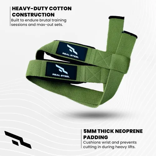 Miniatura 5 de Correas de muñeca de acero real para levantamiento de pesas, culturismo, levantamiento de potencia, entrenamiento de fuerza y peso muerto, neopreno