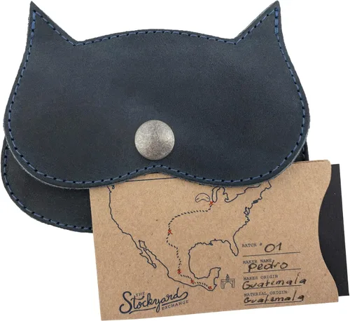 Miniatura 19 de Hide & Drink, Cartera en forma de gato, bolsa para monedas, soporte para dinero, accesorio de viaje, cuero de grano completo, hecho a mano, Negro