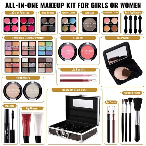 Miniatura 3 de Kit completo de maquillaje para adolescentes y mujeres, estuche de tren de belleza con juego de cosméticos de iniciación, caja de regalo de San