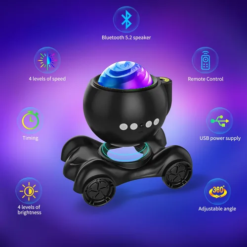 Miniatura 5 de ENOKIK Proyector de galaxia, proyector Star Aurora, altavoz Bluetooth integrado, luz nocturna para niños y adultos, luz de ruido blanco para Negro