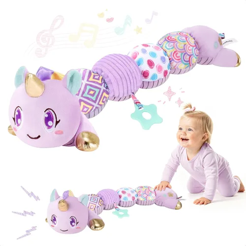 Juguetes de bebé unicornio 6-12 meses Juguetes musicales de peluche para bebés recién nacidos Juguetes sensoriales para tiempo de barriga para bebés
