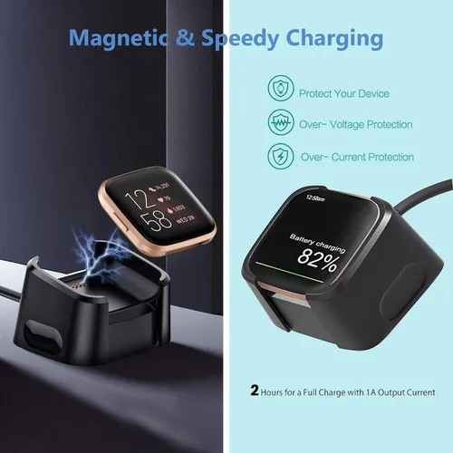 Miniatura 3 de YCWZZH Cargador rápido de pared para Fitbit Versa 2, cable de carga USB, no para Versa 2 Lite, negro, 5V, 100-240V, 50-60Hz, viajes, carga rápida