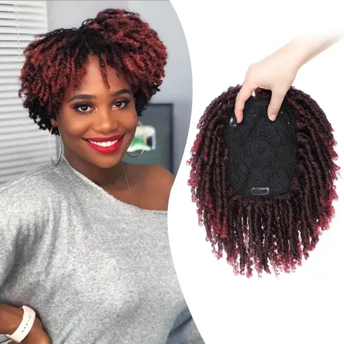 Miniatura 10 de Ms Taj Peluca de pelo corto con rastas de 7 pulgadas para mujer, cabello sintético rubio, pelucas rubias, extensiones de pelo corto para mujeres