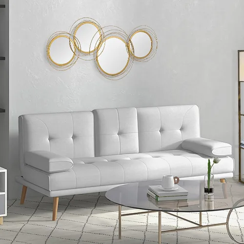 Miniatura 9 de HOMCOM Arte de pared de metal, decoración de espejo moderno, esculturas de pared colgantes para sala de estar, dormitorio, comedor, dorado