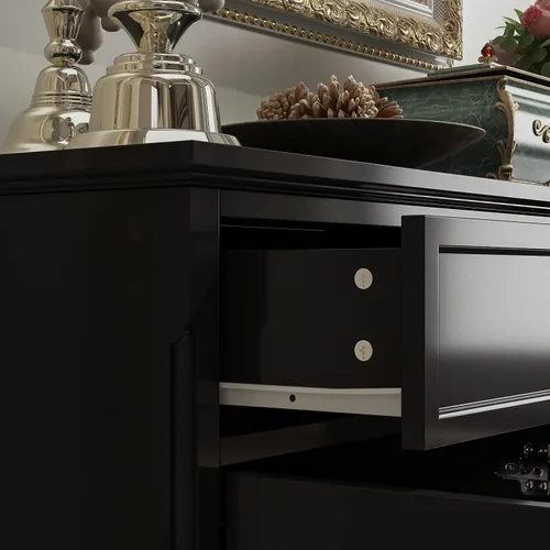 Miniatura 7 de AIEGLE Aparador de cocina negro con 4 puertas y 5 cajones, armario de almacenamiento grande de 59.1 pulgadas de ancho, consola de mesa, armario