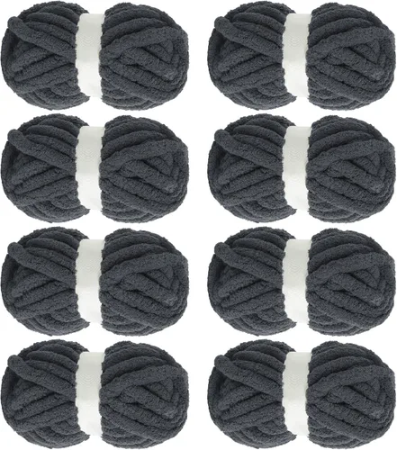Miniatura 28 de MABOZOO Paquete de 8 ovillos de hilo grueso surtido para crochet - Chenilla jumbo esponjosa, hilo suave y voluminoso para tejer a mano o con los Rojo