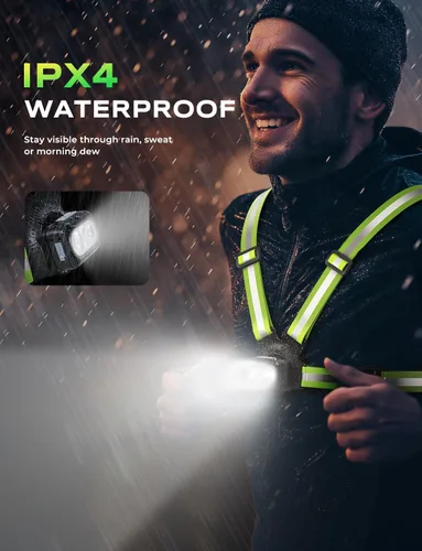 Miniatura 6 de Viccux 500LM Luces de correr de alta visibilidad para corredores, haz ajustable de 45° y chaleco reflectante de 360°, luz de chaleco para correr
