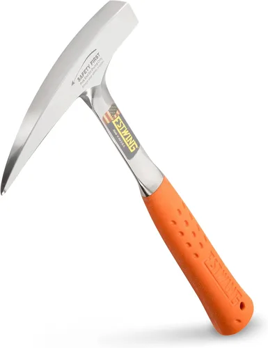 Miniatura 7 de ESTWING Rock Pick - Martillo de geología fabricado en Estados Unidos de 22 onzas con punta puntiaguda y agarre de reducción de impactos naranja