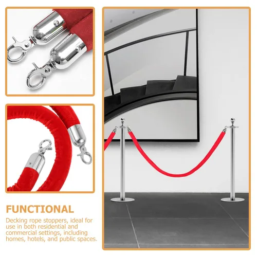 Miniatura 6 de Angoily 2 tapones de extremo de cuerda de acero inoxidable con gancho a presión, clips de mosquetón resistentes para accesorios de cuerda