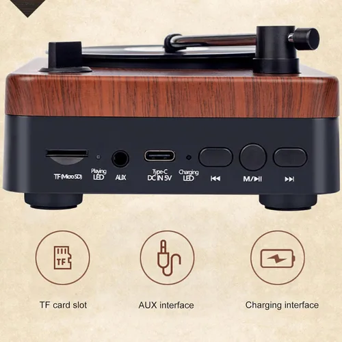 Miniatura 4 de Docooler Altavoz Bluetooth retro, reproductor de discos de vinilo, receptor Bluetooth integrado y altavoces estéreo, altavoces Bluetooth portátiles