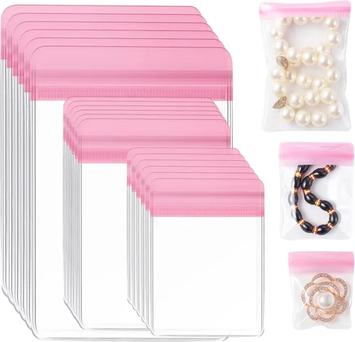 Miniatura 17 de Clabby 120 bolsas de joyería de PVC transparente, bolsa de almacenamiento de joyas de plástico, anillos transparentes, aretes, bolsas antideslustre