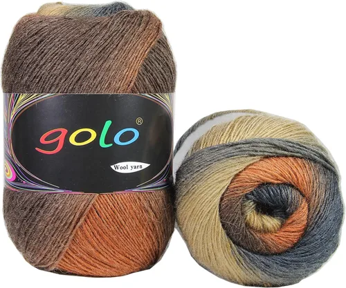Miniatura 32 de Hilo de lana golo para tejer 200 yardas, hilo Cachemire multicolor arcoíris