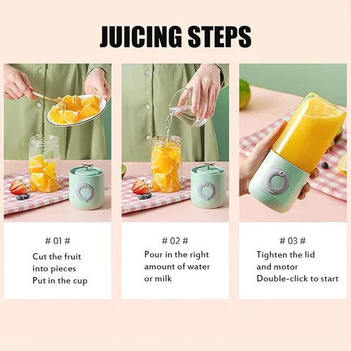 Miniatura 5 de Taza mezcladora portátil, exprimidor de frutas y verduras, licuadora portátil para jugo fresco, licuadora de jugo fresco, licuadora eléctrica, Verde