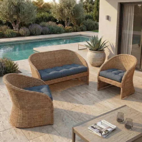 Miniatura 112 de RSH DECOR: Sunbrella 3-Piece Tufted Wicker Cushion Set 44" x 22" & 22" x 22" Outdoor Loveseat & U-Shaped Seat Cushions Crafted with