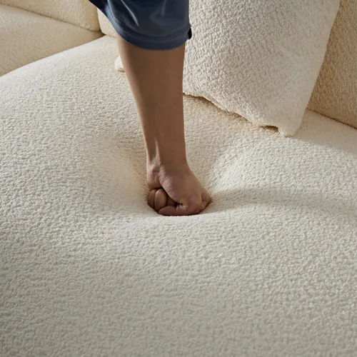 Miniatura 9 de Sofá curvado de lujo de 135.4 pulgadas, moderno sofá beige tapizado, cómodos sofás Boucle tapizados de gran tamaño con diván, sofás seccionales
