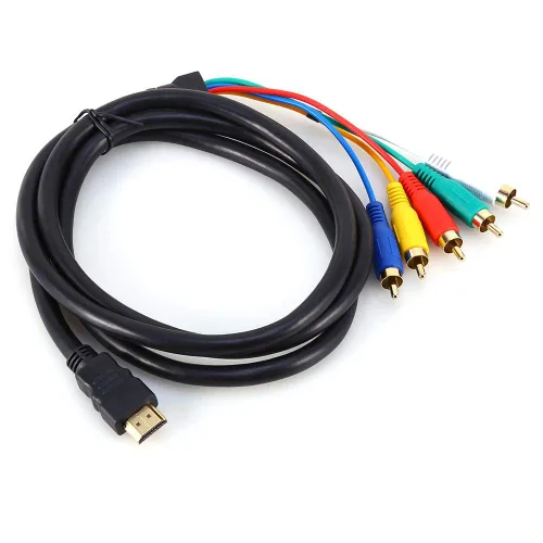 Cable HDMI a diferencia de color de 5 pies / 4.9 ft, HDMI HD 1080P HDMI a 3 AV Audio Video Converter Cable adaptador para TV, video y audio doméstico