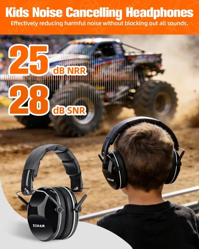 Miniatura 2 de ZOHAN 032 - Auriculares con cancelación de ruido para niños, 25 dB, NRR, orejeras de protección de oídos para niños, para escuela, Monster Jam
