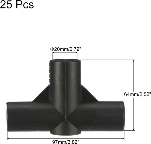 Miniatura 2 de MECCANIXITY Conector de marco de jardinería de 0.787 in de plástico plano de 3 vías para estacas de plantas, cercado de toldo, poste