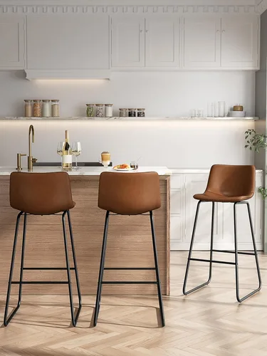 Miniatura 15 de Bar Stools Set of 2, 26 Inches Counter Height Bar Stools with Back, Modern Faux Leather Barstools with Metal Legs and Footrest, Bar Chairs for