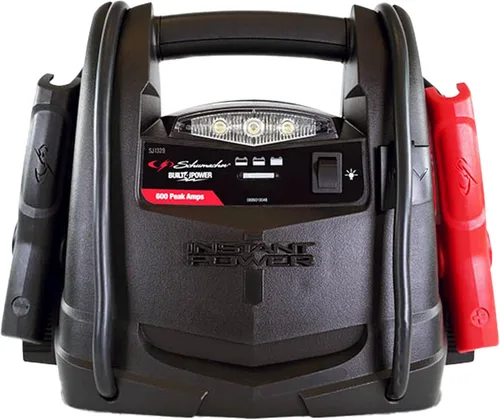 Schumacher Electric - Arrancador de batería de coche de 600 A y estación de energía portátil, solución 3 en 1, salida de CC de 12 V, para baterías
