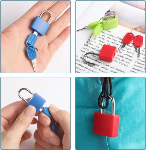 Miniatura 4 de 10 piezas de cerraduras de equipaje con llaves, cerraduras de casillero pequeñas, cerraduras de maleta, cerraduras metálicas con llave para gimnasio