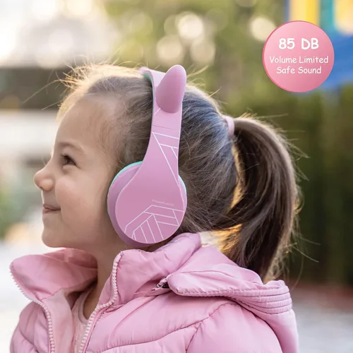 Miniatura 5 de PowerLocus - Auriculares sobre la oreja para niños, auriculares Bluetooth inalámbricos para niños, con micrófono, volumen limitado seguro de 85 dB