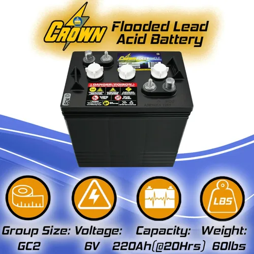 Miniatura 2 de PowerStar Crown CR-220 Group GC2 6V 220 Ah Batería X4