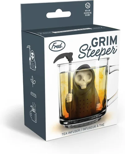Miniatura 7 de Genuine Fred Grim Steeper - Infusor de té de silicona reutilizable, diseño de la parca negra, dispositivo de cocina divertido e inteligente