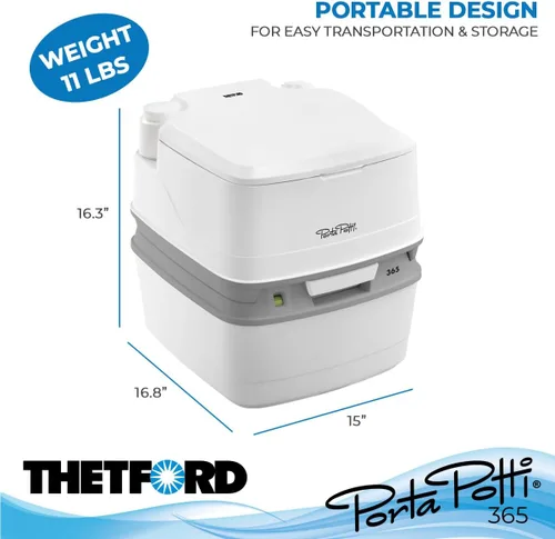 Miniatura 2 de Porta Potti Thetford Porta Potti 365 Inodoro portátil (para autocaravanas, barcos, acampada, furgonetas, camiones, atención sanitaria) 92820, Blanco