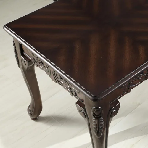 Miniatura 4 de Roundhill Furniture - Mesa de café de madera con detalles ornamentados tradicionales, color cereza oscuro