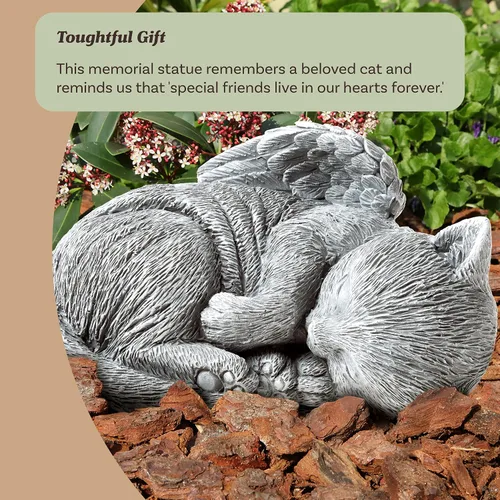 Miniatura 2 de Piedra Conmemorativa para Gatos - Ángel de Gatito Durmiendo en Paz, Estatua para Jardín, Recuerdo, Marcador de Tumba y Pérdida - Regalo de Simpatía