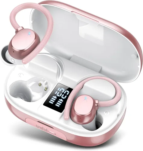 Miniatura 14 de hadbleng Auriculares inalámbricos Bluetooth deportivos 128 horas de reproducción Bluetooth 5.3 con pantalla LED, potentes graves sobre la oreja